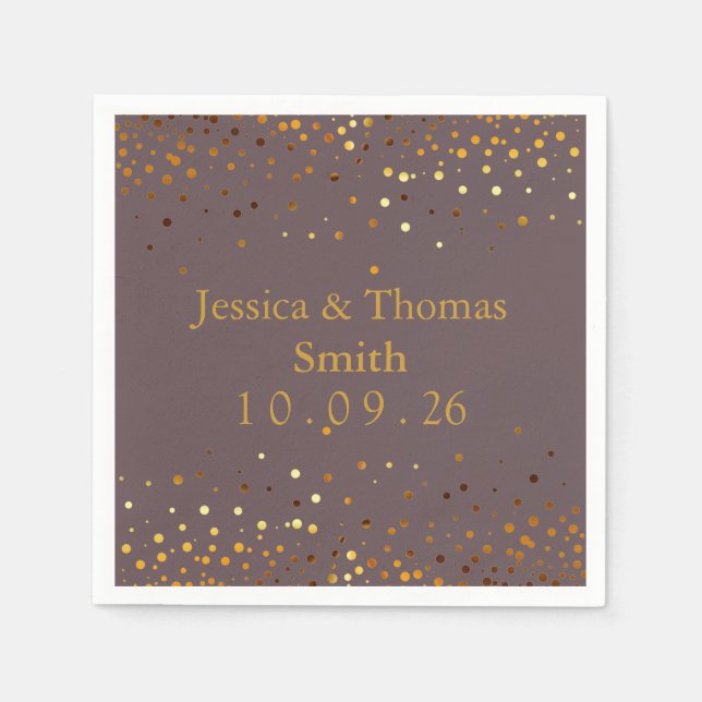 Personalised Green Gold Glitter Faux Foil  Napkin (Front)