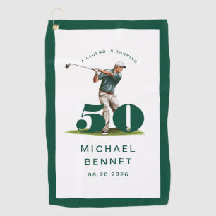 Personalised Green Golf 50th Birthday Towel