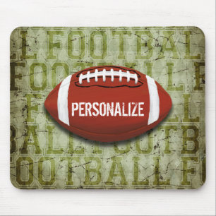 Personalised Green Grunge Football Mouse Mat