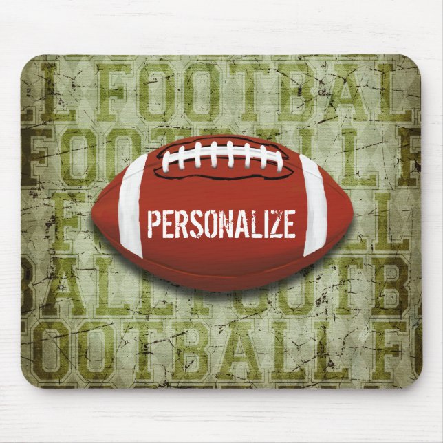 Personalised Green Grunge Football Mouse Mat (Front)