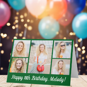Personalised Green Happy Birthday Photo Collage Card