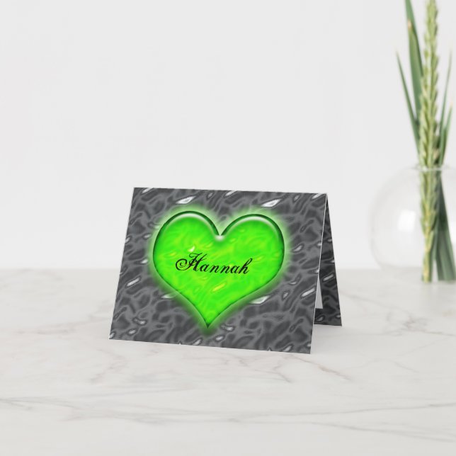Personalised Green Heart Notecard (Front)
