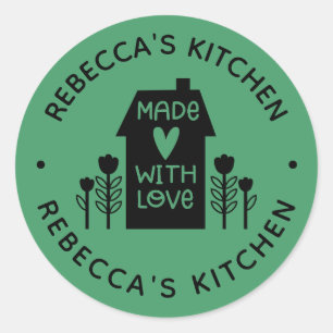 Personalised Green Homemade with love Classic Round Sticker