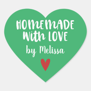 Personalised Green Homemade with Love Heart Sticker