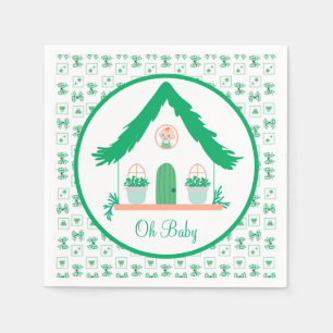 Personalised Green House Oh Baby Shower Napkin