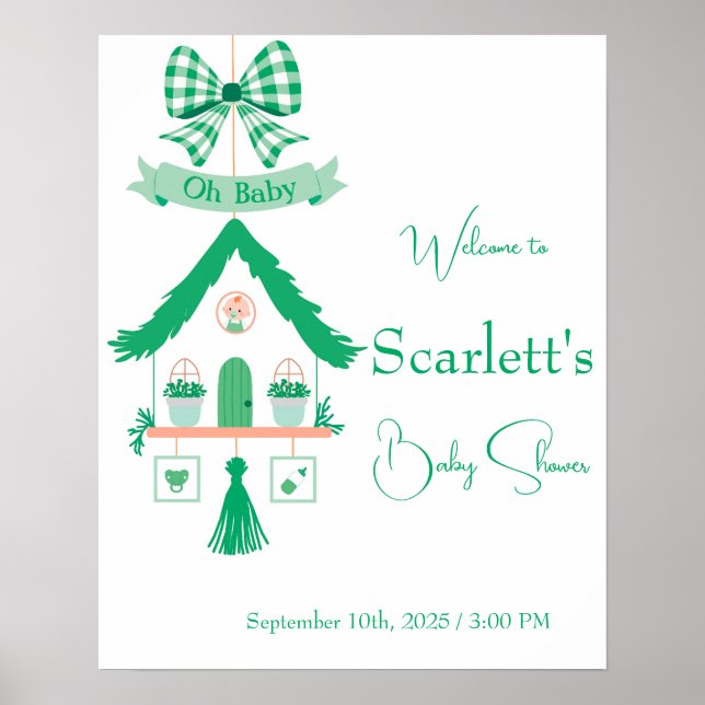 Personalised Green House Oh Baby Shower Poster (Front)