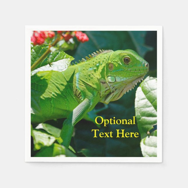 Personalised Green Iguana Lizard Napkin (Front)