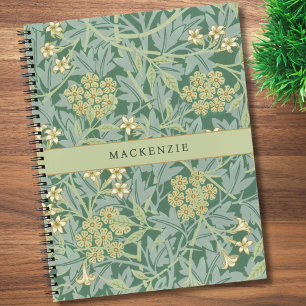 Personalised Green Jasmine Floral Pattern Notebook