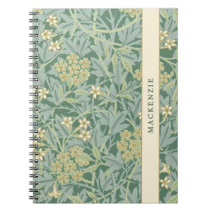 Personalised Green Jasmine Floral Pattern Notebook