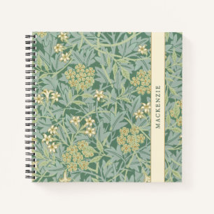 Personalised Green Jasmine Floral Pattern Notebook