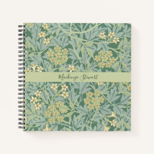 Personalised Green Jasmine Floral Pattern Notebook