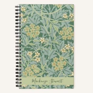 Personalised Green Jasmine Floral Pattern Notebook