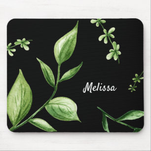 Personalised Green Leaves Mouse Mat