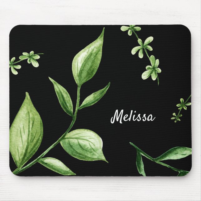 Personalised Green Leaves Mouse Mat (Front)