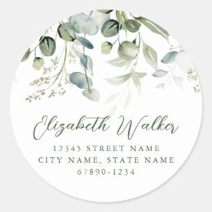 Personalised Green Leaves Round Stickers