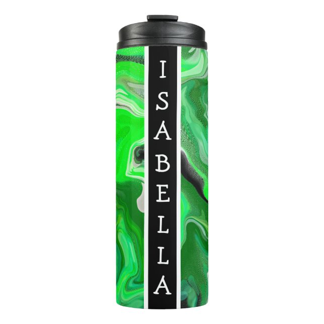 Personalised Green Marble Art Digital Fluid Art    Thermal Tumbler (Front)
