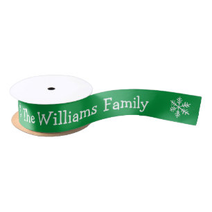 Personalised Green Merry Christmas  Satin Ribbon