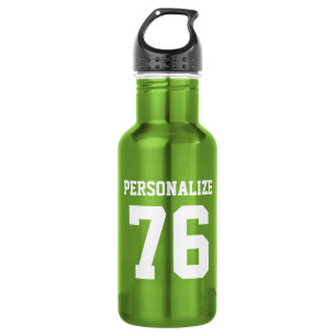 Personalised green metal sports water bottle