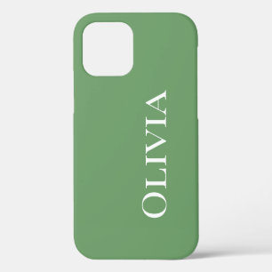 Personalised Green Modern Simple Typography iPhone 12 Pro Case