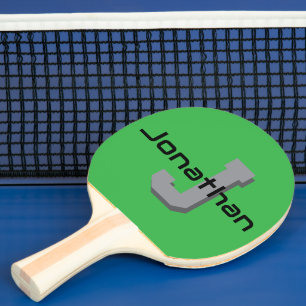 Personalised Green Monogram Initial Design Ping Pong Paddle