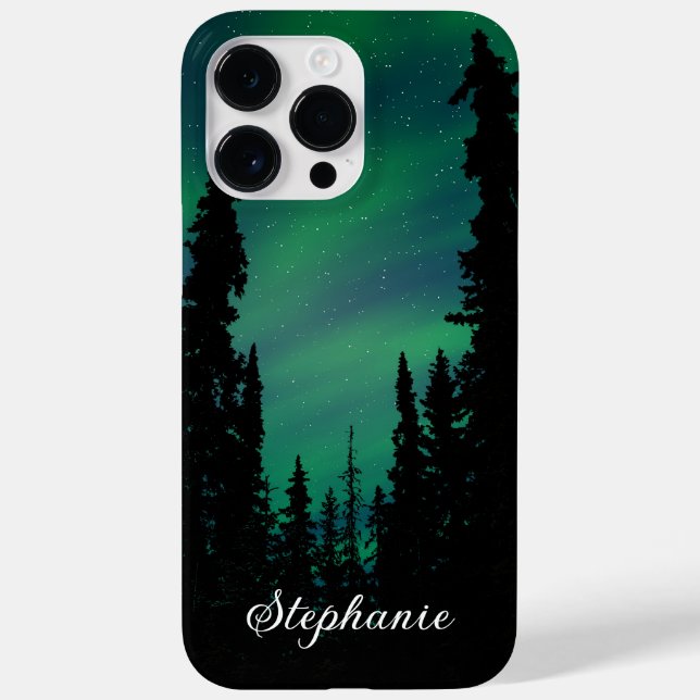 Personalised Green Northern Lights Forest Case-Mate iPhone Case (Back)