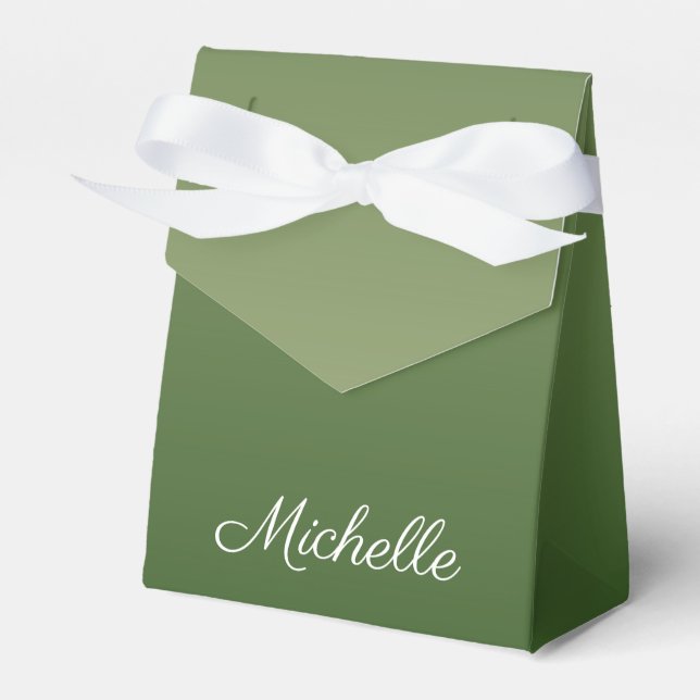 Personalised green ombre favour box (Front Side)
