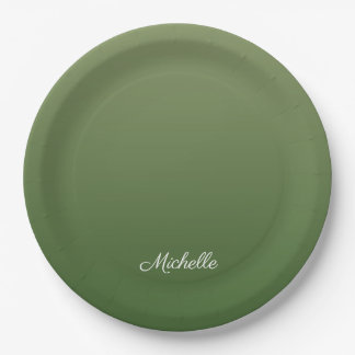 Personalised green ombre paper plate