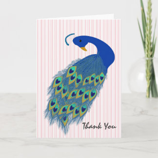 Personalised Green Peacock Design Greeting Card