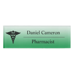 Personalised Green Pharmacist Name Tag