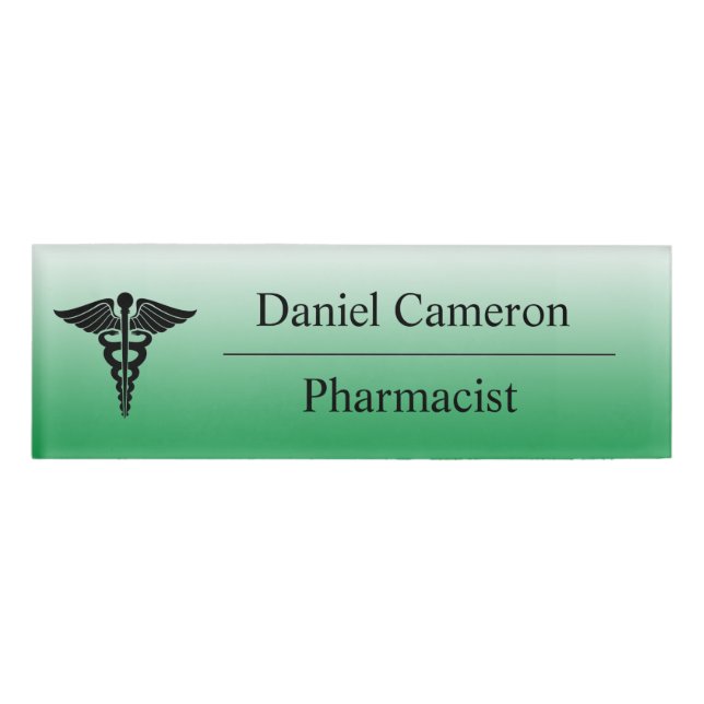 Personalised Green Pharmacist Name Tag (Front)