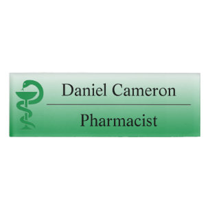 Personalised Green Pharmacist Name Tag