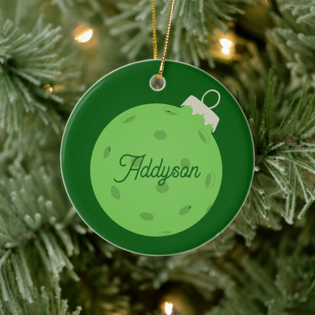 Personalised Green Pickleball Christmas Ceramic Tree Decoration (Tree)