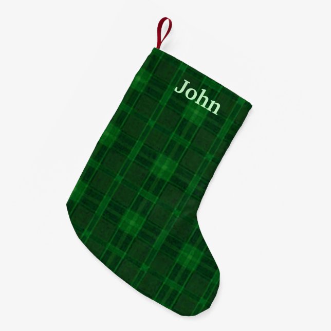 Personalised Green Plaid Christmas Stocking (Front (Hanging))