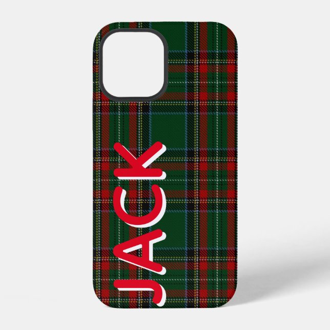 Personalised Green Plaid iPhone Case (Back)