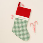 Personalised Green Plaid Simple Cute Name Christmas Stocking<br><div class="desc">Personalised Green Plaid Simple Cute Name Christmas Stocking</div>
