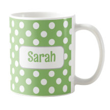 Personalised Green Polka Dot Mug
