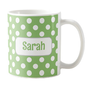 Personalised Green Polka Dot Mug