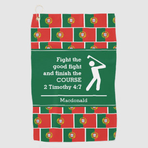 Personalised Green PORTUGAL Christian Golf Towel