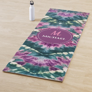 Personalised Green Purple White Bali Batik Tie Dye Yoga Mat
