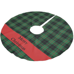 Personalised Green Red Black Plaid Tartan  Brushed Polyester Tree Skirt