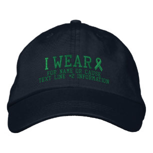 Personalised Green Ribbon Awareness Embroidery Embroidered Hat