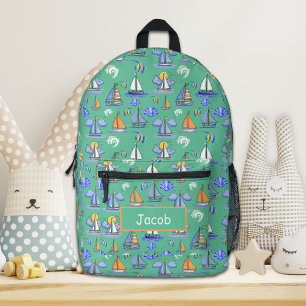 Personalised Green Sailing Boat Backpack
