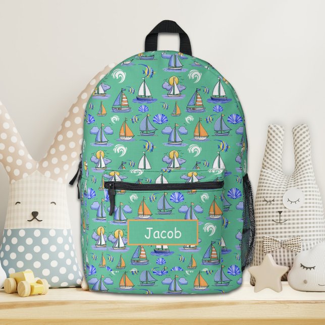 Personalised Green Sailing Boat Backpack (Creator Uploaded)