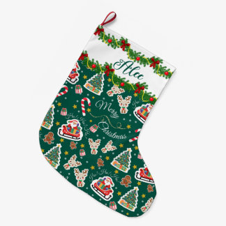 Personalised Green Santa Merry Christmas Large Christmas Stocking