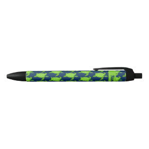 Personalised Green Sea Turtle on Navy Black Ink Pen
