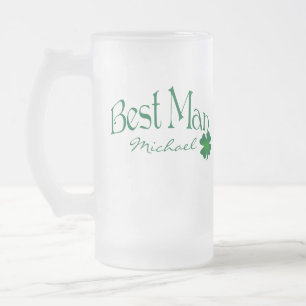 Personalised Green Shamrock Best Man Beer Stein