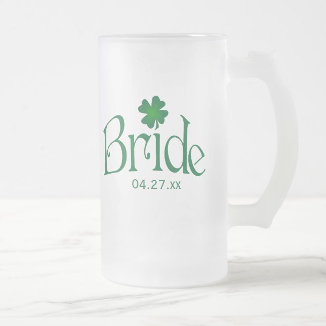 Personalised Green Shamrock Bride Beer Stein (Right)