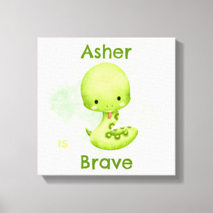 Personalised Green Snake Kids Affirmation Room Art Canvas Print