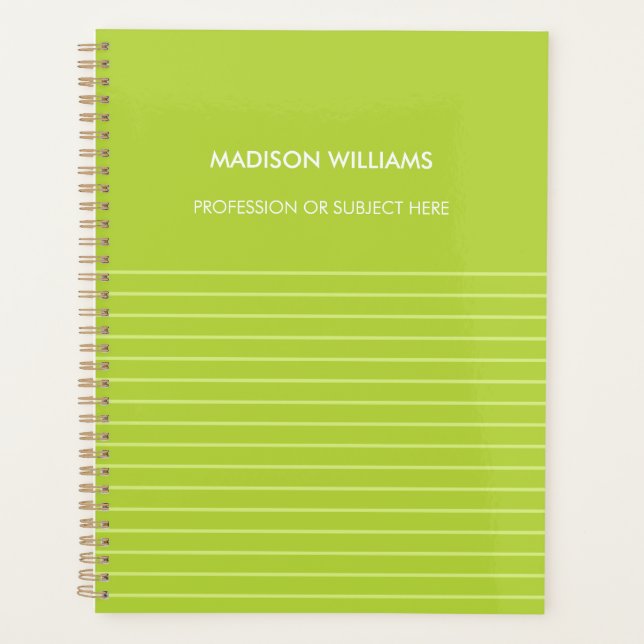 Personalised Green Spiral Notebook –Custome Planner (Front)