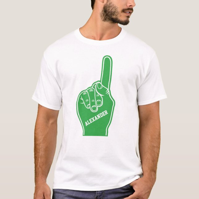 Personalised Green Sports Foam Finger T-Shirt (Front)